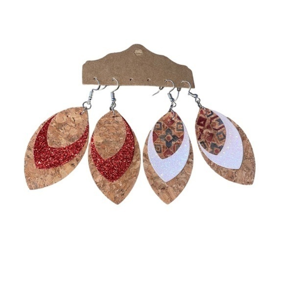 Recycled Cork Dangle Earrings, Set of 2 - Picture 2 of 7